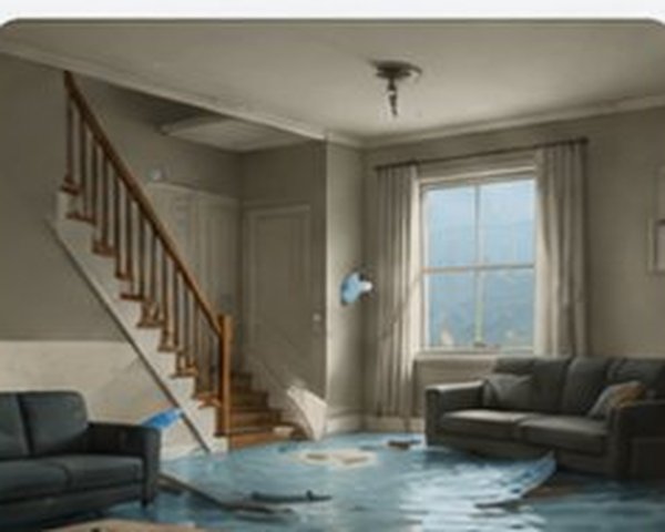 Water damage flooded living room